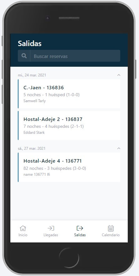 Mobile device showing an example of the check-in inside the app