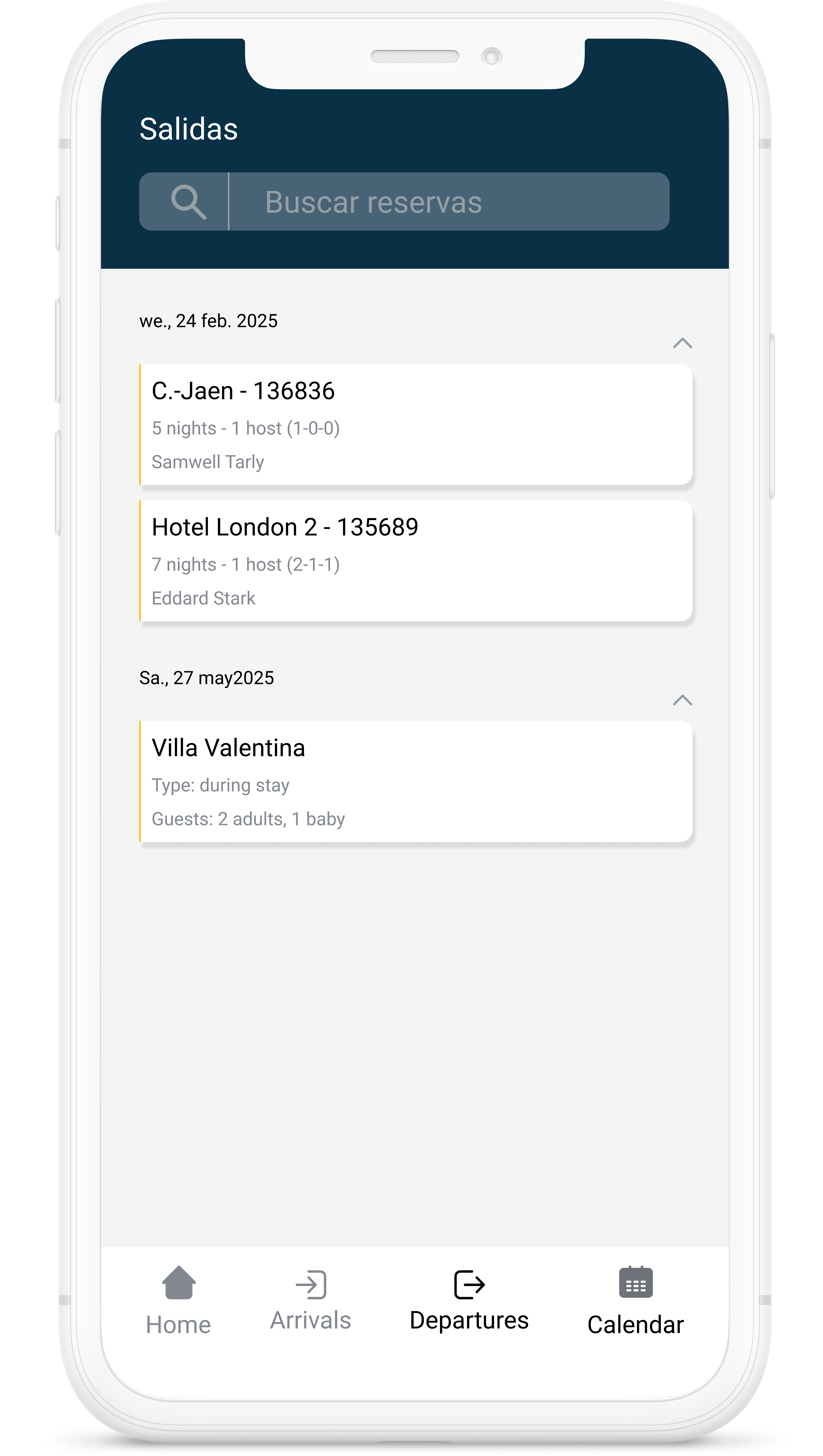 Mobile device showing an example of the check-in inside the app