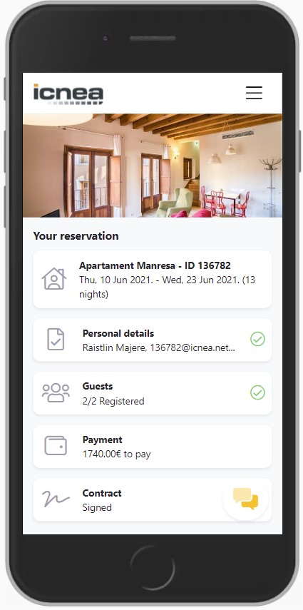 Icnea App in guest section